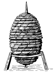 Deux cloches superposées pour la réalisation d'une chasse (d'après P. Marchenay, L'homme et l'abeille, édition Berger-Levrault)